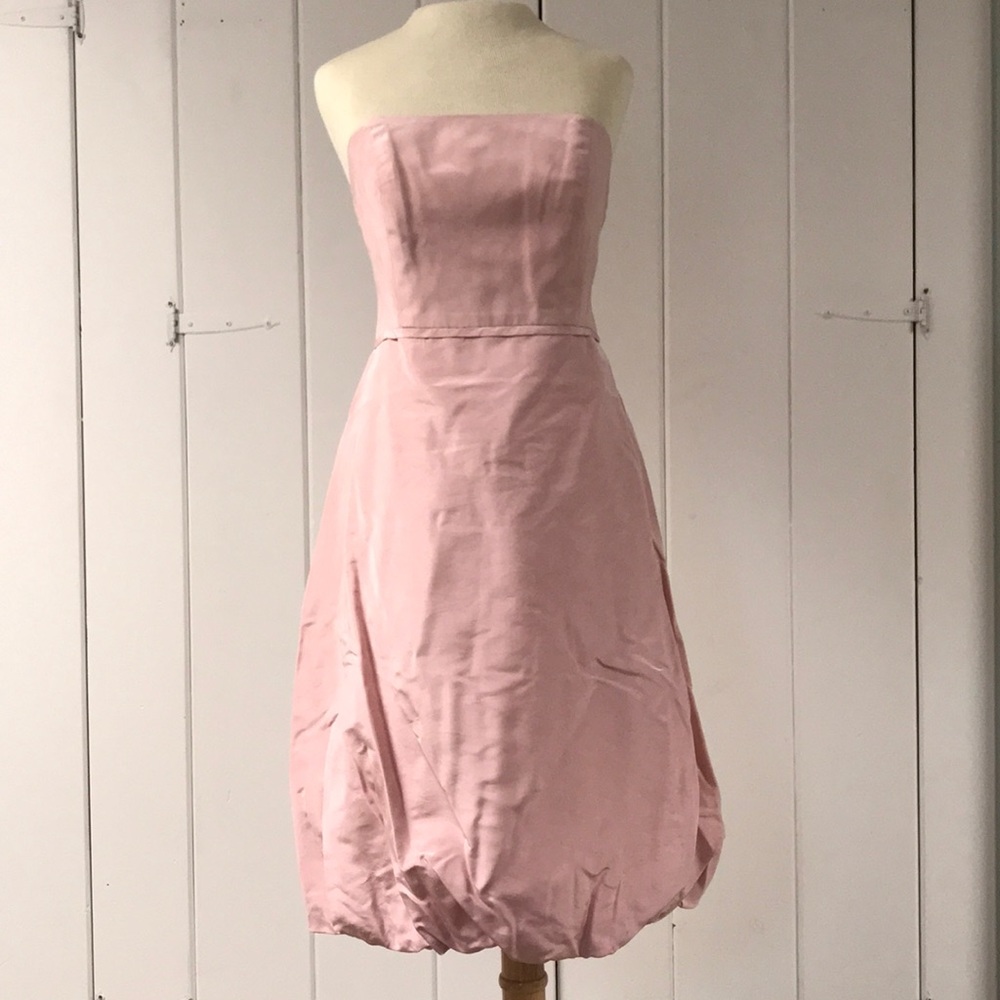 Pink bubble skirt taffeta formal dress, bridesmaid